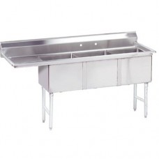 Triple Fabricated Bowl 62.5" x 20.5" 3 Compartment Scullery Sink - B00KN1VMJY